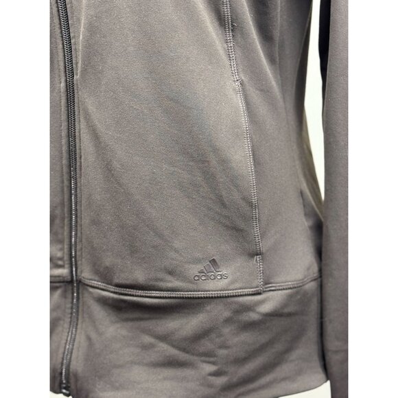 Adidas Climalite Full Zip Track Top Jacket Brown Size M Women’s Athletic Stretch - Picture 9 of 12